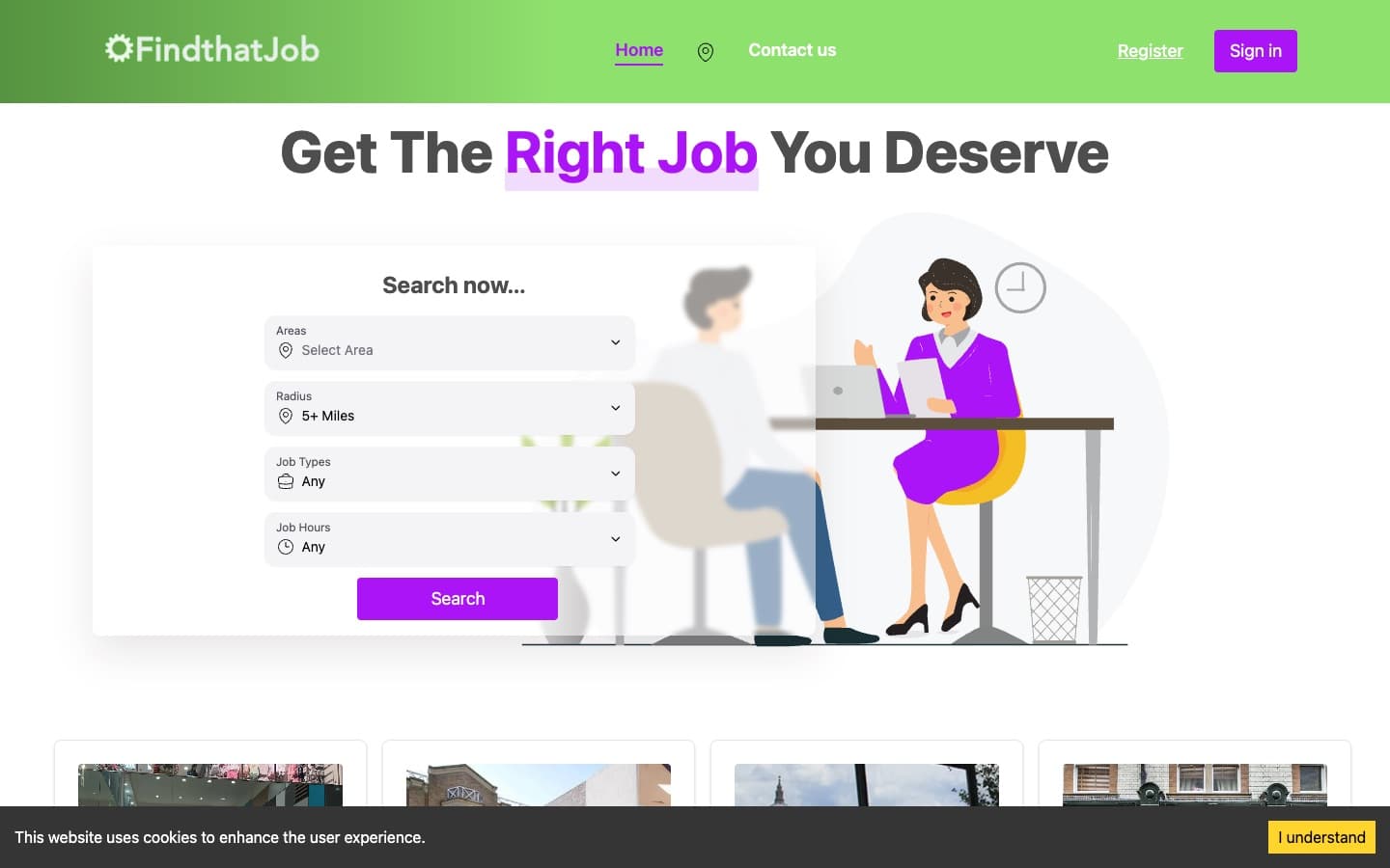 FindThatJob: screenshot of the live product