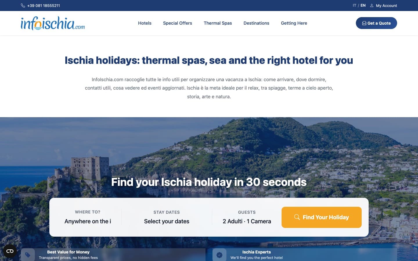 InfoIschia: screenshot of the live product