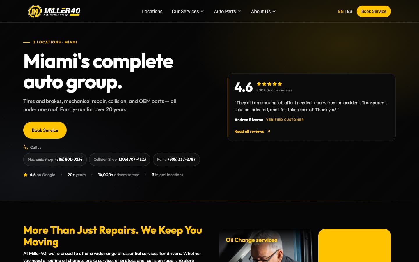 Miller40: screenshot of the live product