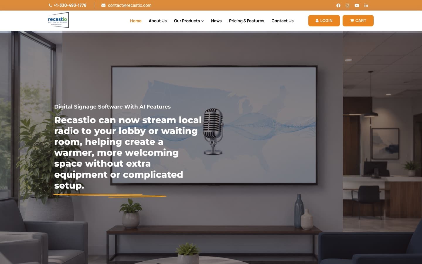 Recastio: screenshot of the live product
